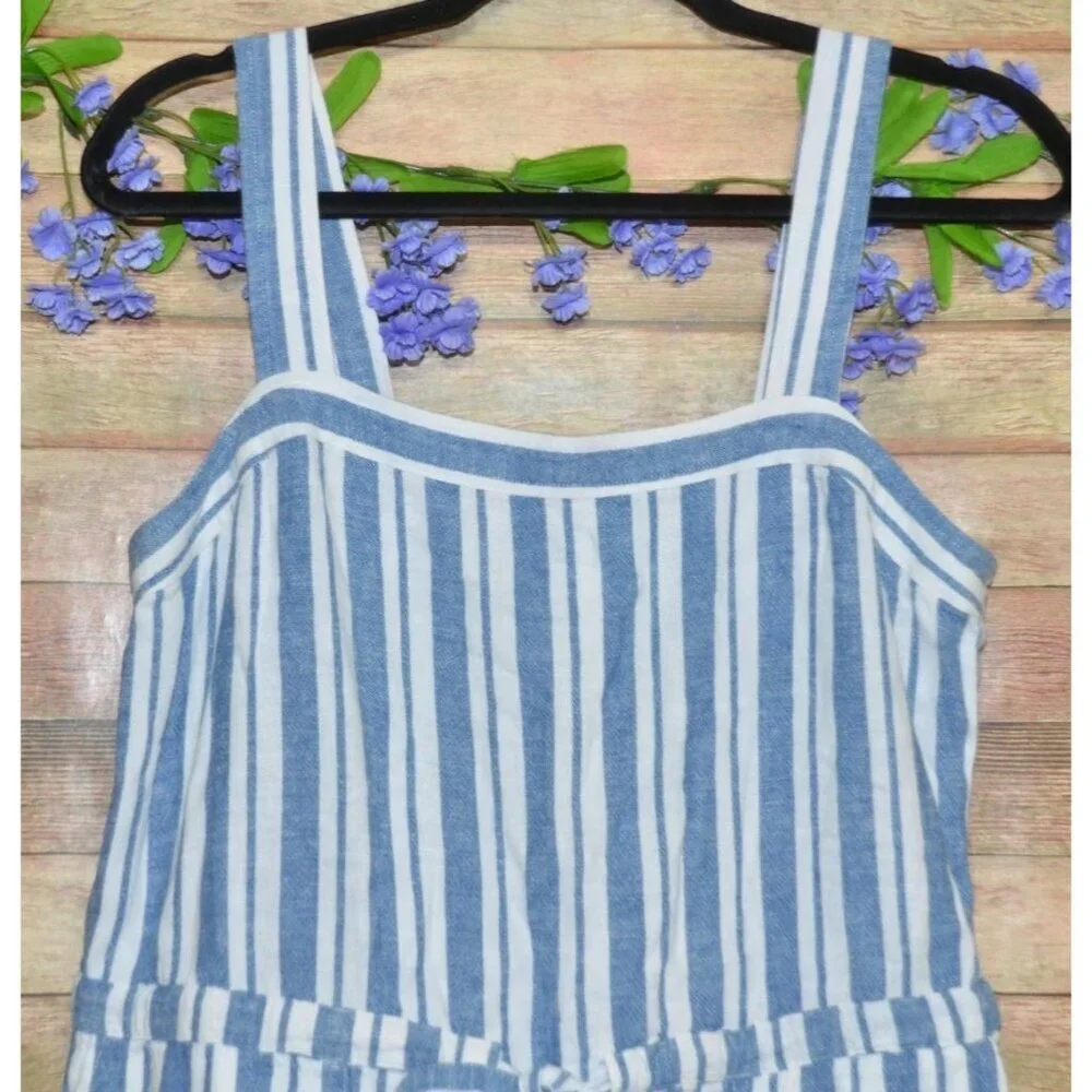 Gap Womens 8 Blue Striped One Piece Shorts Romper Coastal Beach Preppy Nautical